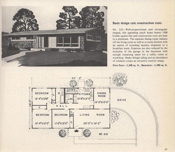 Vintage House Plans, Mid Century House Plans