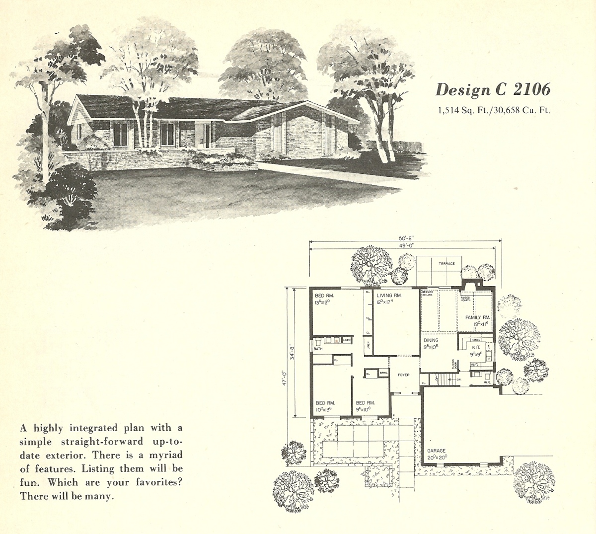 Vintage House Plans, Mid Century Homes, 1960s Houses
