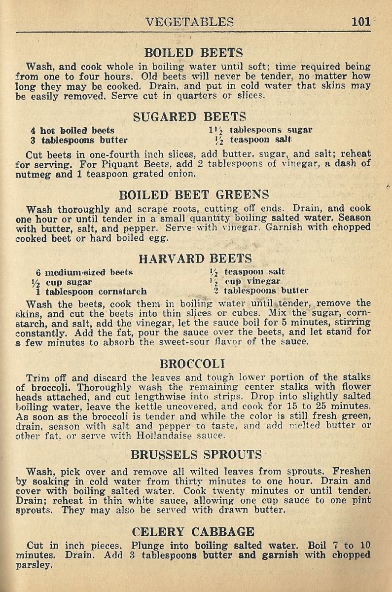 Vintage Vegetable Recipes 1946