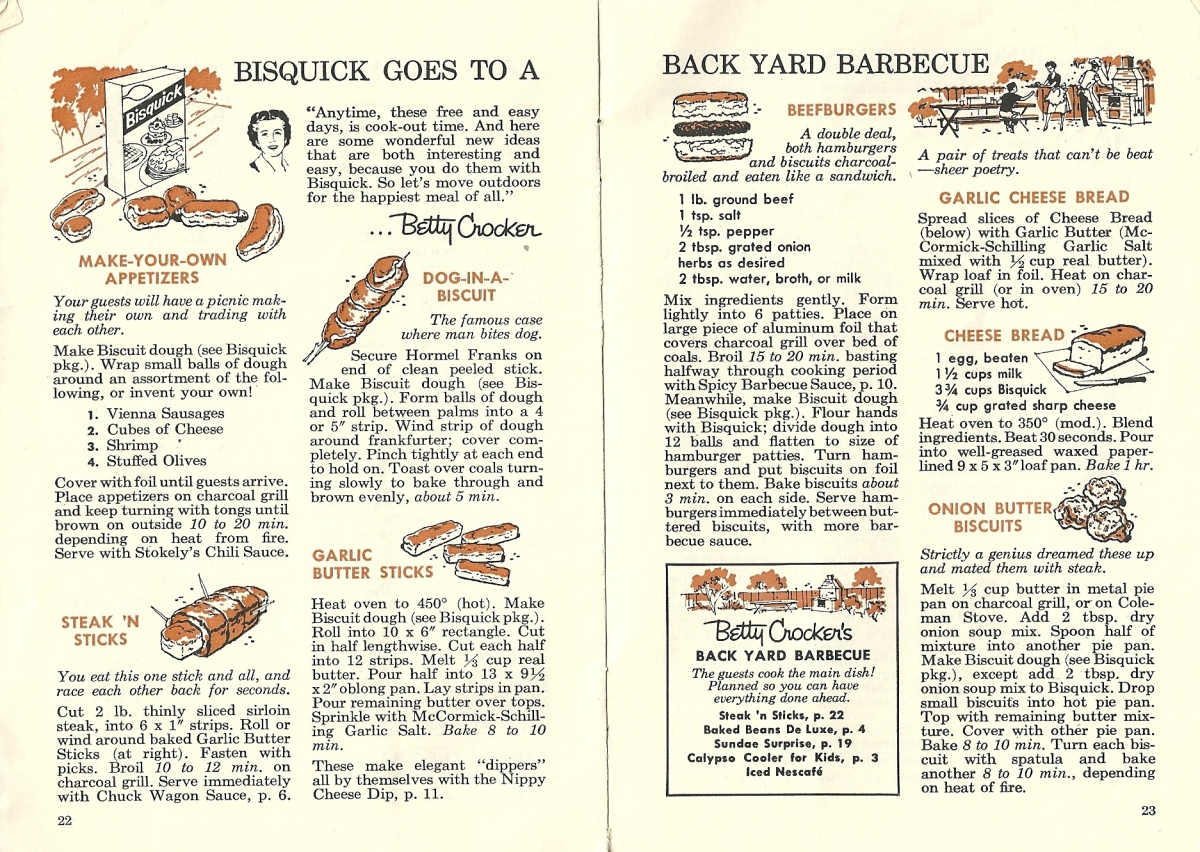 Vintage Recipes, outdoor foods, 1950s