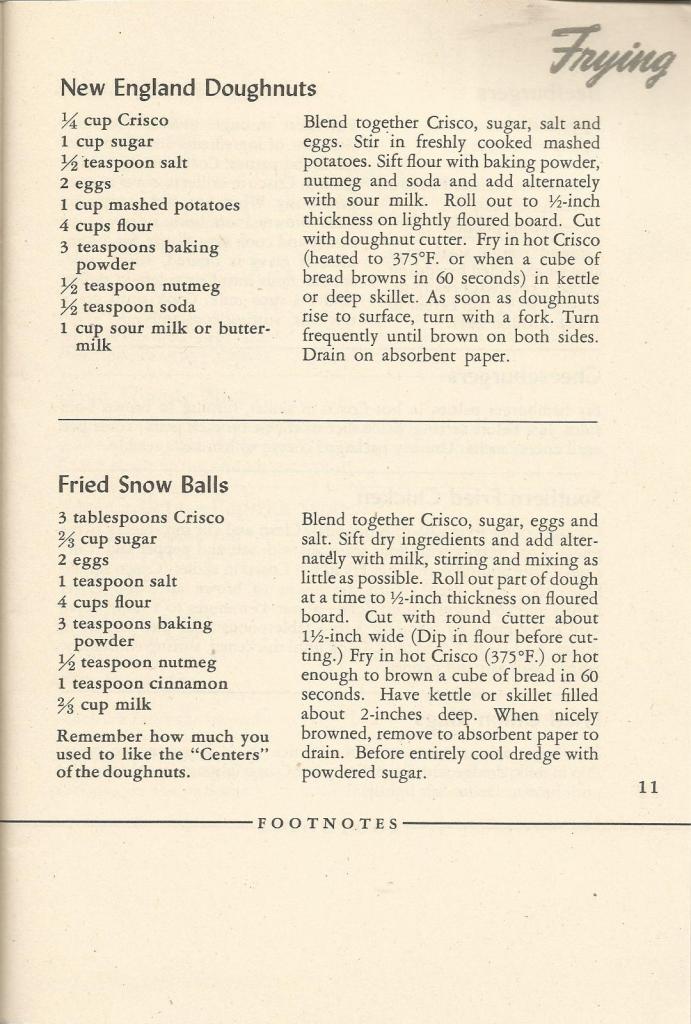 Vintage Recipes, 1940s, Fried Foods