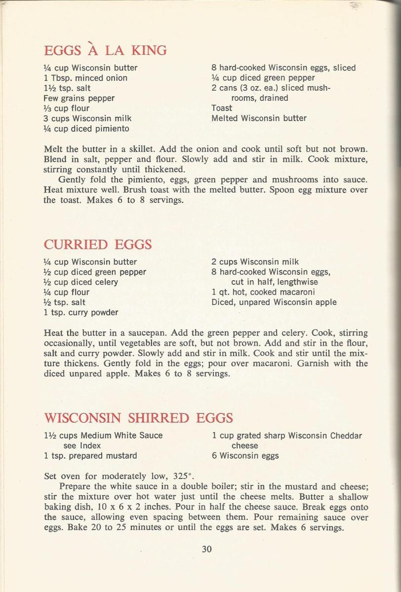 Vintage Recipes 1964 Cheese and Eggs
