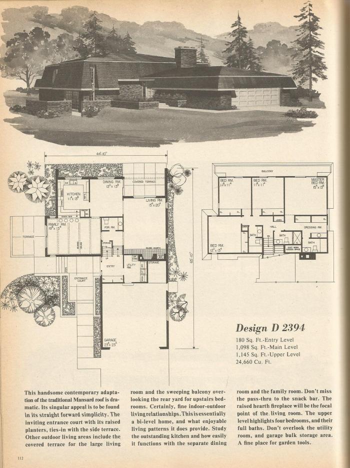 Vintage House Plans, Mid Century Homes, 1960s